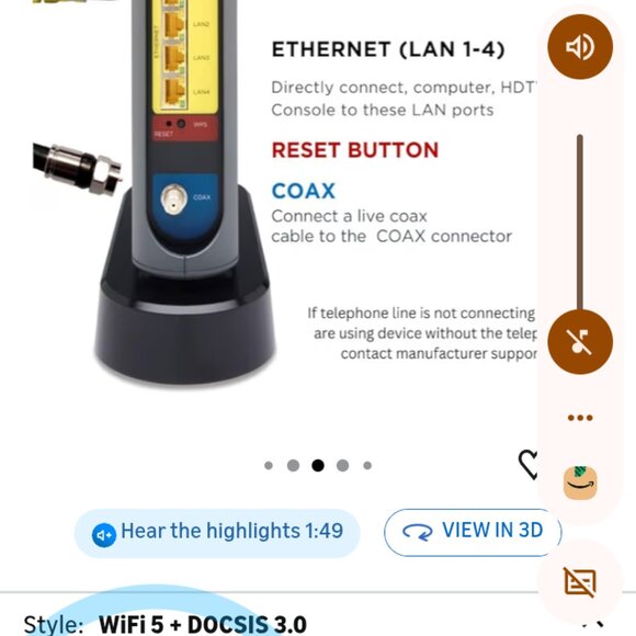 Motorola MT7711 24X8 Cable Modem/Router with Two Phone Ports, DOCSIS 3.0 Modem - Picture 2 of 5